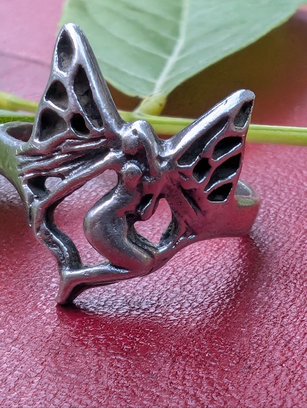 925 Sterling Silver fairy Ring brutalist artisan vintage